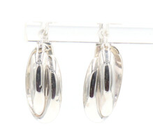 Women's Criss-Cross Sterling Silver 925 Medium 0.8" Round Hoop Earrings - 3.8g