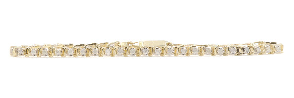 0.85 ctw Round Diamond 14KT Yellow Gold Women's Estate Tennis Bracelet 8" 7.5g