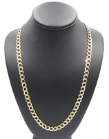 Heavy 10KT Yellow Gold Diamond-Cut 8.4mm Wide Curb Link Necklace 24" SC - 33.57g