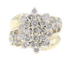 2.70 ctw Round Diamond Marquise Cluster 14KT Yellow Gold Women's Estate Ring 8g