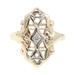 Antique-Style Solitaire 0.06 Ct Round Diamond 14KT Yellow Gold Shield Ring 1.80g