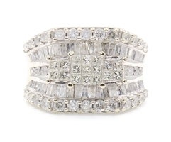 3.25 ctw Princess, Round, and Baguette PPF 14KT White Gold Wide Engagement Ring