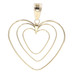 Estate 14KT Yellow Gold Unique Triple Heart High Shine Large 1.8" Heart Pendant