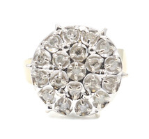 Estate 0.55 ctw Round Diamond Large Raised Cluster 10KT Gold Women's Ring 5.4g
