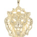 Detailed 14KT Yellow Gold Diamond-Cut Openwork Lion Necklace Pendant 1.5" - 6.7g
