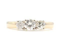 0.80 ctw Round Brilliant Diamond Past Present Future 14KT Gold Engagement Ring