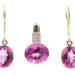 14KT Yellow Gold Oval Cut Rhodolite and Round Diamond Earring and Pendant Set