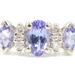 3-Stone 0.50 Ctw Oval & Marquise Iolite 14KT White Gold Ring w/ Diamond Accents