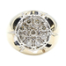 Men's Large 10KT Yellow Gold 1.00 ctw Round Diamond 18.9mm Round Cluster Ring 