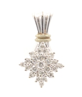 0.49 ctw Round Diamond Star Cluster Two Tone 14KT White Gold Necklace Pendant 