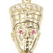 Egyptian 10KT Yellow Gold Lab-Created Rubies & CZ Nefertiti Pendant 1.7" - 3.23g
