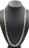 Stunning 14KT Tri-Color Gold (585) 6.3mm Wide Valentino Chain Necklace 25" 30.2g