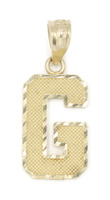 Textured 10KT Yellow Gold Diamond-Cut Initial "G" Necklace Pendant 0.84" - 0.80g