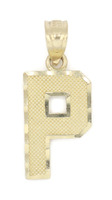 Diamond-Cut 10KT Yellow Gold Milgrain Initial "P" Necklace Pendant 0.81" - 0.74g