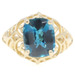 Women's 3.0 Ct London Blue Topaz Gemstone 14KT Yellow Gold Filigree Ring 4.5g