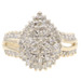 Women's 0.75 Round & Baguette Diamond Pear Cluster 10KT Yellow Gold Bypass Ring