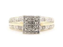 0.30 Ctw Princess & Round Diamond 10KT Gold Square Cluster Halo Ring by CJ 3.3g