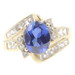 1.90 ctw Lab Created Blue and White Oval and Round 10KT Yellow Gold Estate Ring