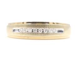 Channel Set 0.14 ctw Round Diamond 10KT Yellow Gold 6.2mm Wedding Band Ring 