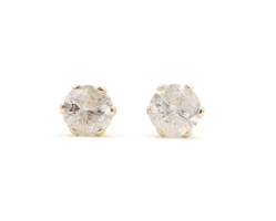 Estate 1/30 cttw Round Diamond Solitaire Stud Earrings in 14KT Yellow Gold 0.40g