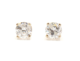 Estate 0.46 ctw Round Diamond Solitaire Stud Earrings in 14KT Yellow Gold 