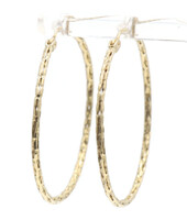 Estate Unique 14KT Yellow Gold Textured 1.5" Women's Round Hoop Earrings - 3.2g