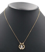 14KT Yellow Gold 18" Box Chain with Round and Pear Cut Cubic Zirconia Pendant 6g