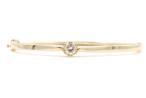 0.30 ctw Round Diamond Solitaire 10KT Yellow Gold Bangle Bracelet 6.5" - 12.83g