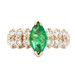 Natural 0.33 Ct Marquise Emerald & Round Diamond 14KT Yellow Gold Ring DRA 2.82g