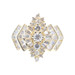 Fancy 1.20 Ctw Round & Baguette Diamond 14KT Gold Marquise Cluster Cocktail Ring