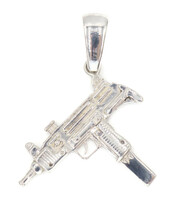 High Shine Sterling Silver (925) M10 / Uzi Gun Necklace Pendant 1.8" - 9.40g