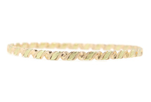 Women's 18KT Rose & Green Gold (750) Fancy Two-Tone Twisted Bangle Bracelet 8"