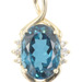 Women's 7.10 Ct London Blue Topaz & Round Diamond 14KT Gold Necklace Pendant 1"