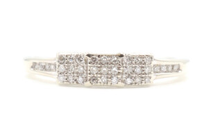 0.30 ctw Round Single Cut Diamond Square Cluster PPF 10KT Gold Engagement Ring