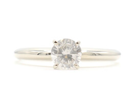 0.50 ctw Round Brilliant Cut Solitaire Diamond 14KT White Gold Ring - Size 7.5