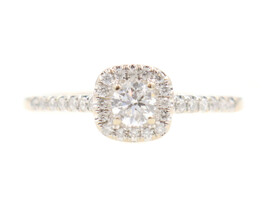 0.55 ctw Round Cut Lab Created Diamond Halo 10KT White Gold Engagement Ring 