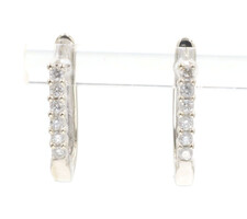 Estate 0.20 ctw Round Diamond 14KT White Gold Oval 0.6" Oval Hoop Earrings 2.9g