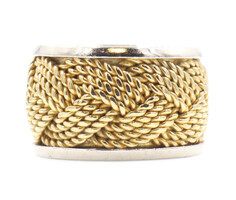 18KT Yellow Gold and PT950 Platinum Turk's Head Knot Style 12.9 Wide Ring - 20g