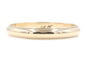 Classic Milgrain 14KT Yellow Gold 3.3mm Wedding Band Ring Size 9 3/4 - 2.80g