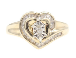 Women's 0.30 Ctw Round Diamond 10KT Yellow Gold Heart Halo Cocktail Ring AM-G