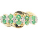 Women's Natural 0.44 Ctw Round Emerald & Diamond 14KT Yellow Gold Cluster Ring