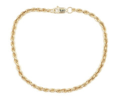Classic High Shine 10KT Yellow Gold 2.8mm Rope Chain Bracelet 7.5" - 5.84 Grams