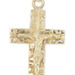 Religious Retro-Style 10KT Yellow Gold Nugget Crucifix Necklace Pendant 1.5"