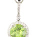 1.75 Ct Round Peridot & Diamond Halo 14KT Gold Pendant on 14KT Box Chain 26"