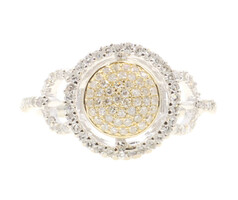 14KT White and Yellow Gold 0.56 ctw Round Diamond Cluster Halo Engagement Ring