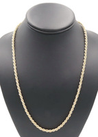 Fancy 14KT Yellow & White Gold 4mm Two-Tone Twisted Rope Necklace 22" - 10.31g