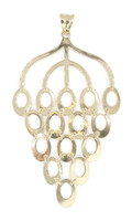 Women's Modernist-Style 14KT Yellow Gold Dangling Oval Link Pendant 2 3/4" 3.1g