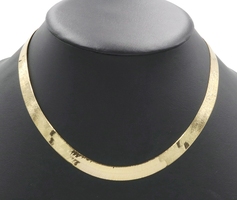 High Shine 10KT Yellow Gold 8.7mm Classic Herringbone Chain Necklace 18" 16.14g