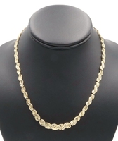 Graduated Diamond-Cut 14KT Yellow Gold Twisted Link Necklace 17" - 13.42 Grams