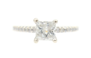 Women's 1.20 Ctw Princess & Round Diamond 10KT White Gold Engagement Ring 2.69g